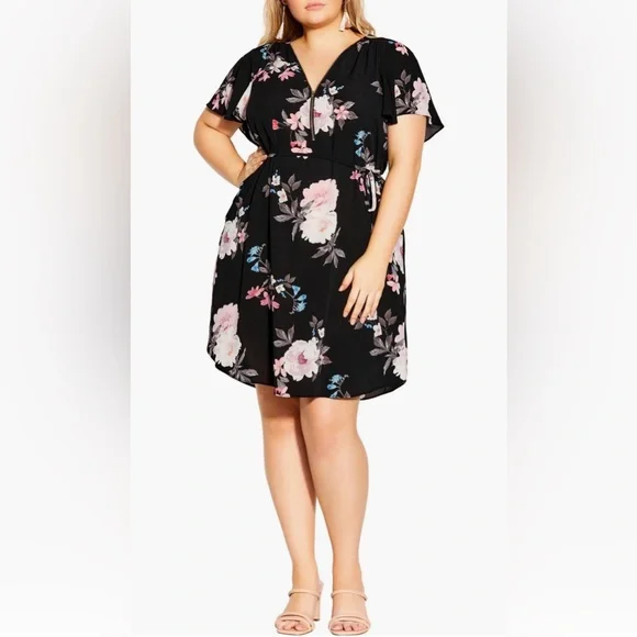 City Chic Precious Floral Print Dress XXL 24 Gently Worn - Picture 3 of 7
